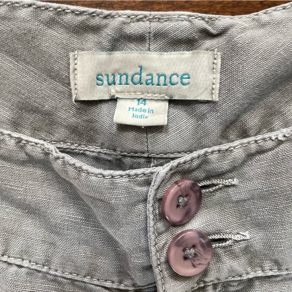 Sundance Organia Lace Trim Linen blend Roll-up Pants Grey size 14 - Picture 12 of 14